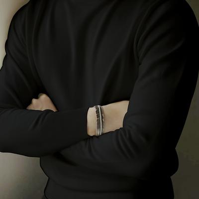 TEMU Men' Solid Color Mock Neck Long Sleeve T-shirt - Warm, Stretch Fabric For Spring/fall Image