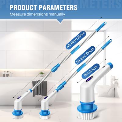 TEMU Versatile 10-in-1 Electric Spin Scrubber - Ergonomic Grip, With 2 , Includes 10 Interchangeable Heads For Efficient Cleaning Of Bathroom, Kitchen, Shower & Tub Surfaces Image