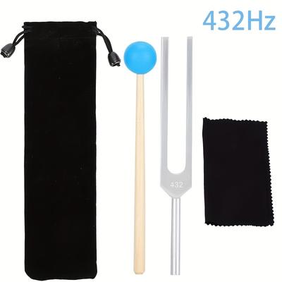 TEMU Tuning Fork, Adjustment Fork With Silicone Hammer And Cleaning Cloth For Instrument Chakras And Yoga Meditation Relaxation