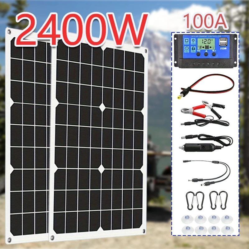 2400 W Solar Kit Panel 18 V USB Ladegerät Port mit Solar Laderegler Solar Batterie Ladegerät Für Outdoor Camping auto RV System
