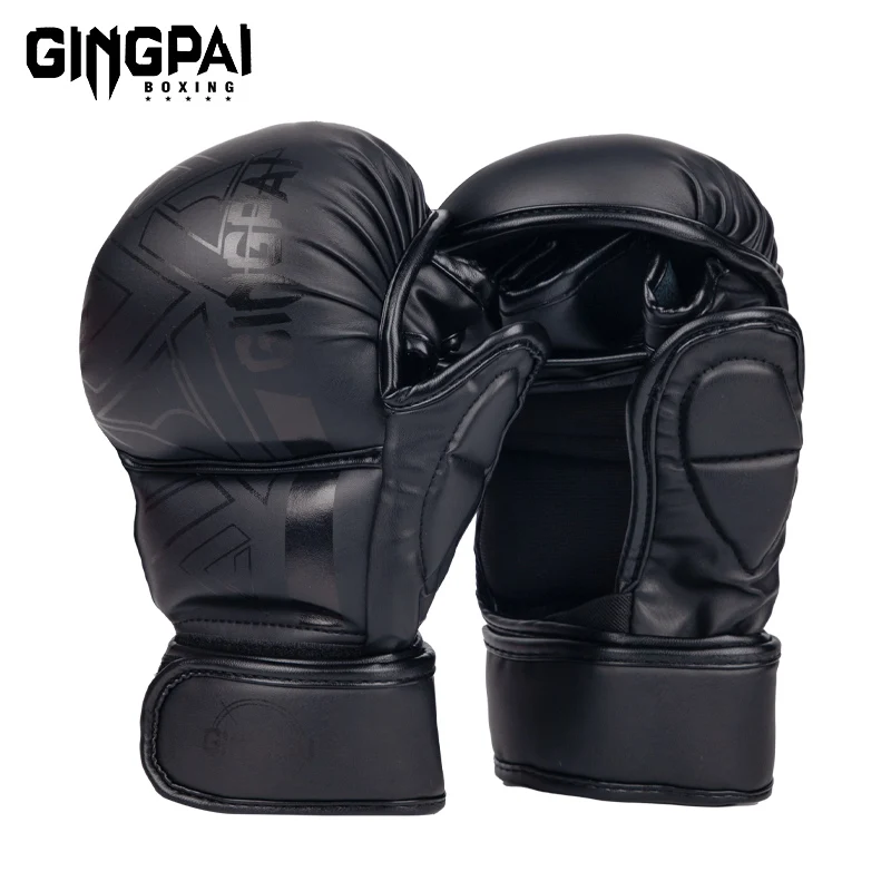 GINGPAI Professionelle MMA Boxhandschuhe Sanda Halbfingerhandschuhe Kampf Muay Thai Frauen Männer Kinder Training Erwachsene Sandsack Image
