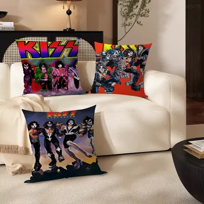 Vintage Heavy Metal Kiss Band Kissenbezug Dekoratives Kissen Sofa Home Decor Hülle Kissenbezüge Image