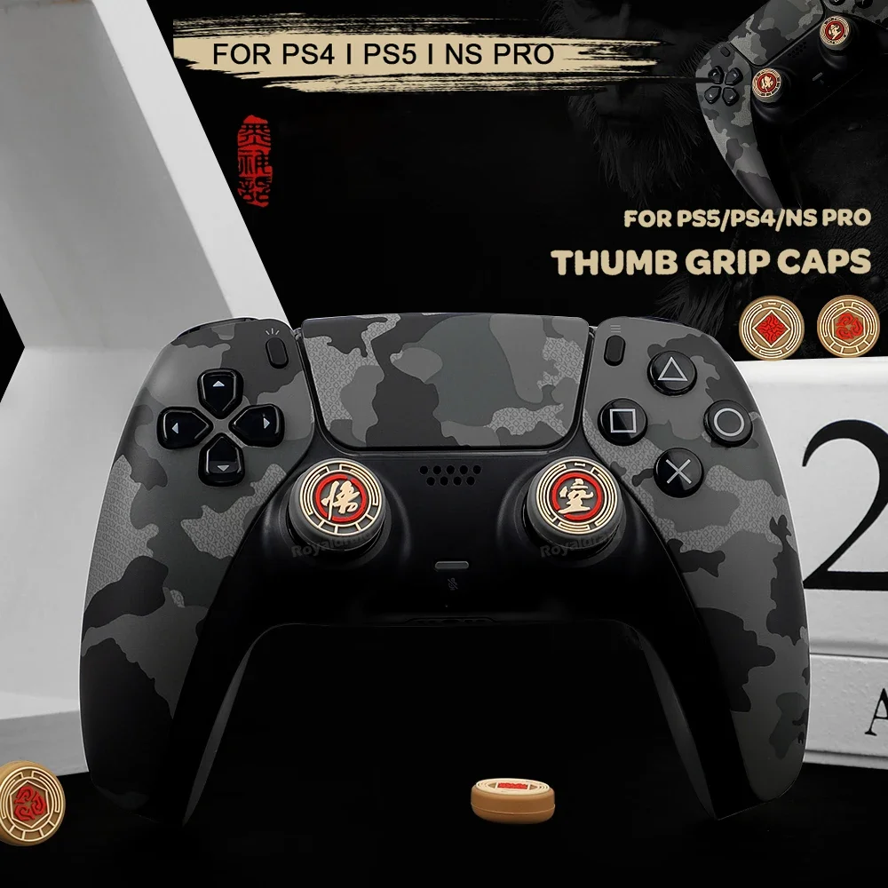 Thumb-Stick-Kappe, Joystick-Griffkappe, schwarzer Mythos – Musiqueong für P5 P4 Controller, Silikon-Thumbstick-Kappe für PS5 Switch Pro Gamepad-Abdeckung Image