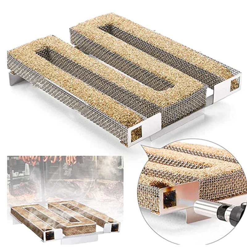 Heißer kalter Rauchgenerator für BBQ-Grill oder Raucher, Holzstaub, heißes und kaltes Rauchen, Lachsfleisch, Verbrennen, Kochen, rostfreie Grillwerkzeuge Image