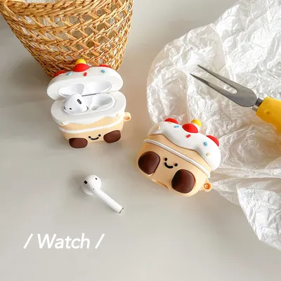 3D-Cartoon-Erdbeerkuchen-Silikonhülle für Apple AirPods 2 3 Pro 2 Kopfhörerabdeckung Image
