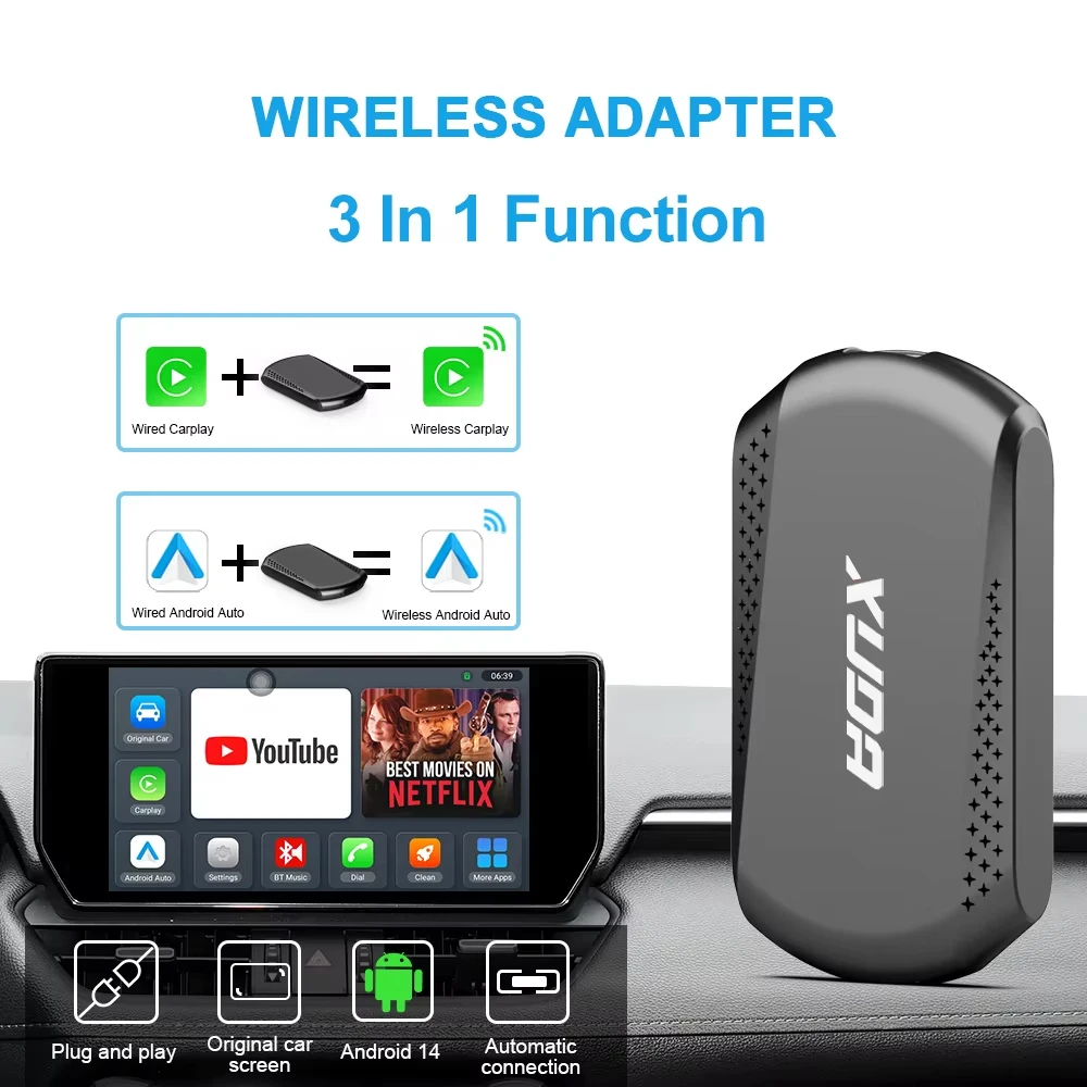 2+32G Ai Box Android 13 Wireless Android Auto & CarPlay Smart TV Box Unterstützung Youtube Netflix Autozubehör intelligente Systeme Image