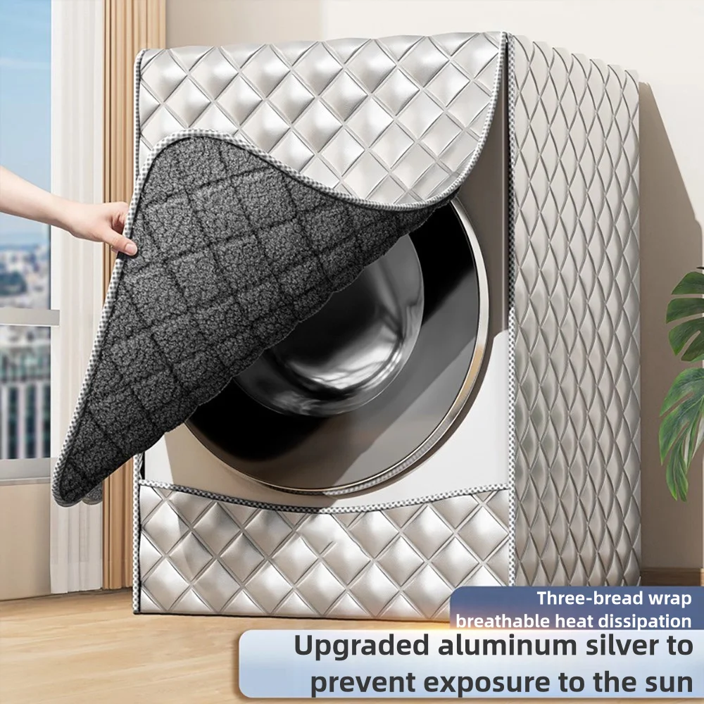 Samt- und verdickte Waschmaschinen-/Trocknerabdeckung, Sonnenschutz, Wärmeisolierung und wasserdichte Waschmaschinen- und Trocknerabdeckungen, Waschmaschine Image