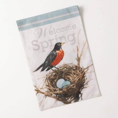 Sullivans 18.25" Gygi Welcome Spring Robin Flag , Multicolor
