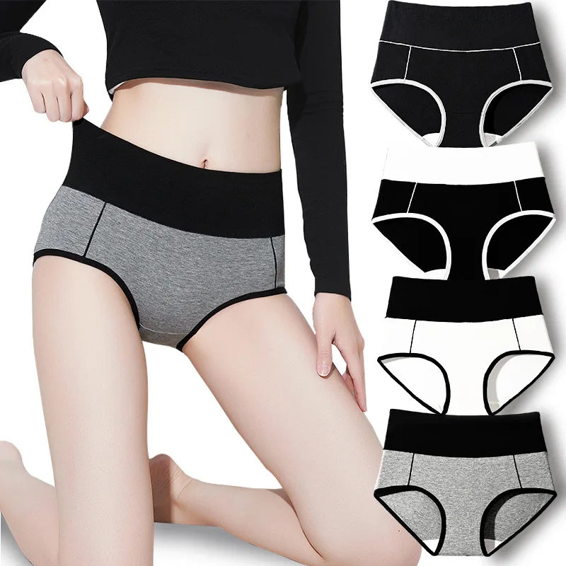 4 pezzi mutandine da donna in cotone a vita alta intimo modellante per il corpo taglie forti 4XL mutande traspiranti slip morbidi slip femminili sottili