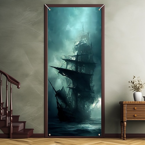 décorations de porte de bateau pirate couvre-porte tapisserie de porte rideau de porte décoration toile de fond bannière de porte intérieure/extérieure pour porte d'entrée ferme - Lightinthebox.com/fr