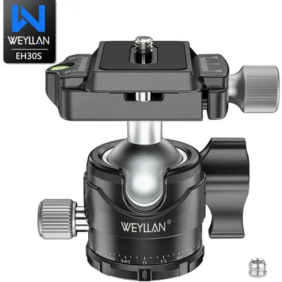 WEYLLAN EH30S Tripod Head Universal Ball Head ow Gravity Center 360 Panoramic Video Ballhead Quick Release Plate for Tripod DSLR