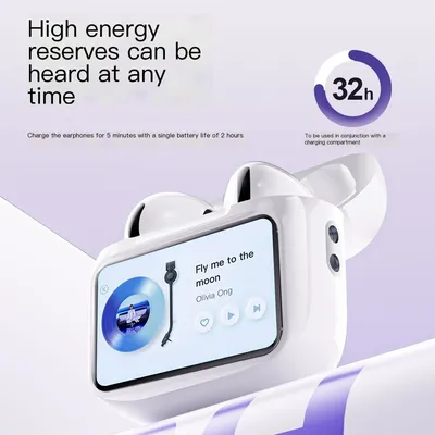 Drahtlose Bluetooth-LCD-Farb-Smart-Touchscreen-Ohrhörer mit Semi-In-Ear-Ohrhörer mit Geräuschunterdrückung und extrem langer Lebensdauer Image