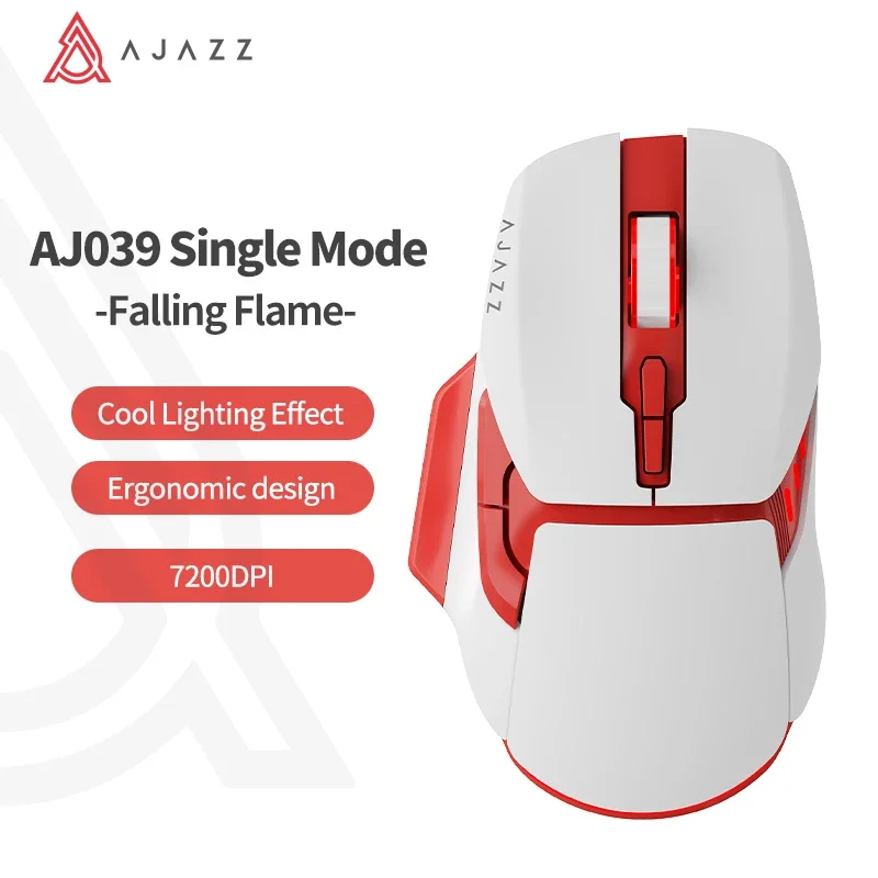 Ajazz aj039 rgb maus tri-mode usb 2,4g kabel gebundene drahtlose bluetooth maus spiele 7200dpi ergonomische gamer mäuse für pc laptop desktop Image
