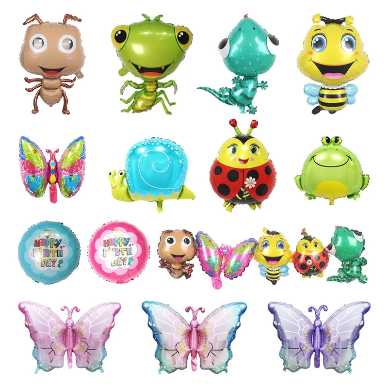 Ameise Mantis Schmetterling Biene Aluminiumfolie Ballons Frosch Marienkäfer Schnecke Ballon Babyparty Geburtstagsfeier Insektenthema Dekorationen Image