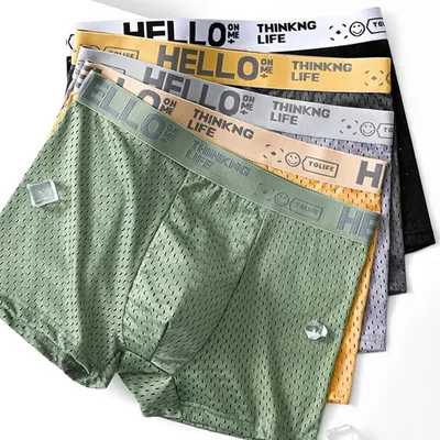 6 Stück Mesh Eisse ide Box shorts für Herren unterwäsche atmungsaktive sexy Slim Fit und nahtlose flache Eckhose plus Größe 4xl Image