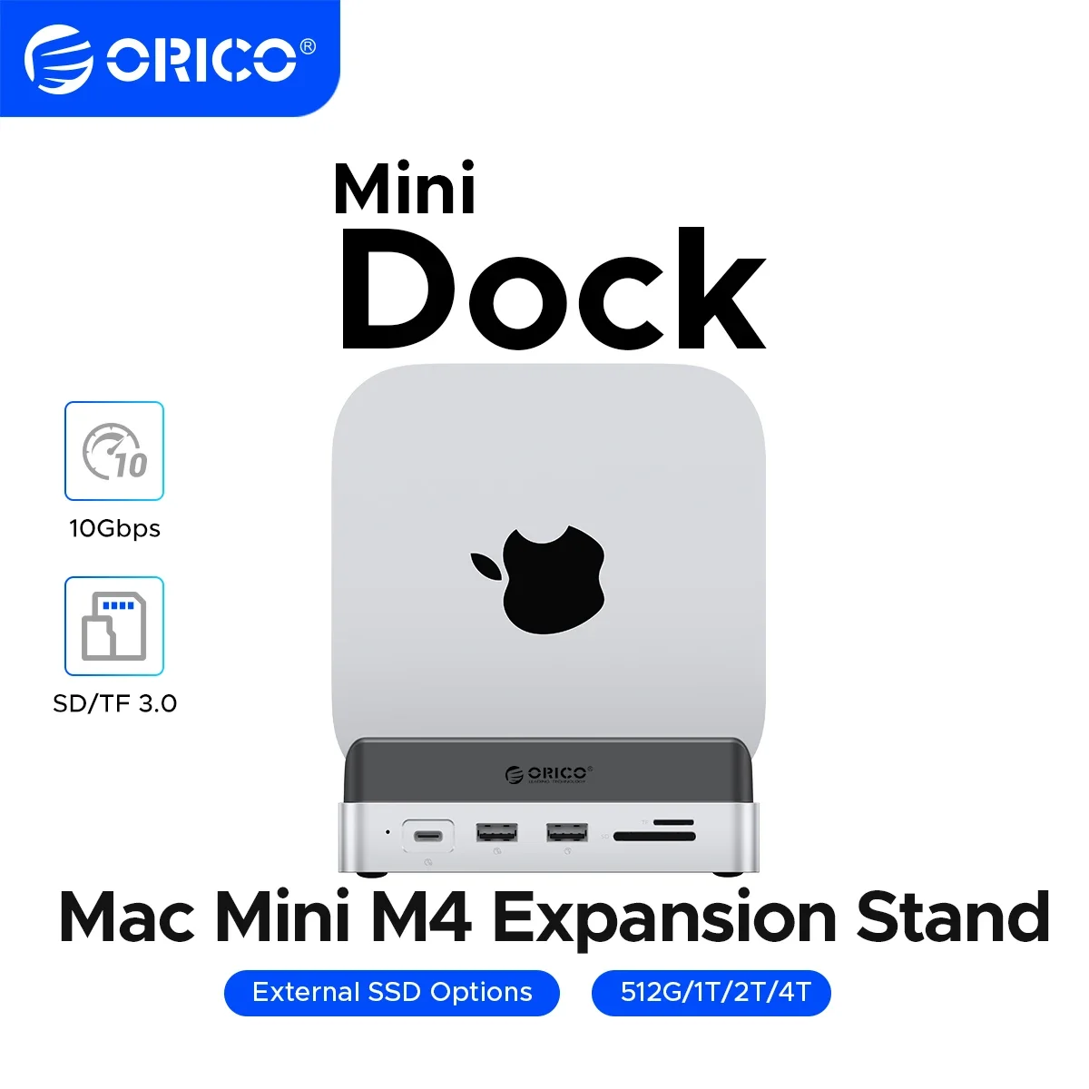 ORICO Speichererweiterungsdock für Mac Mini M4&M4 Pro Stand USB3.2 Gen2 Typ C Dock mit 512G 1T 2T 4T M.2 SSD-Optionen Image