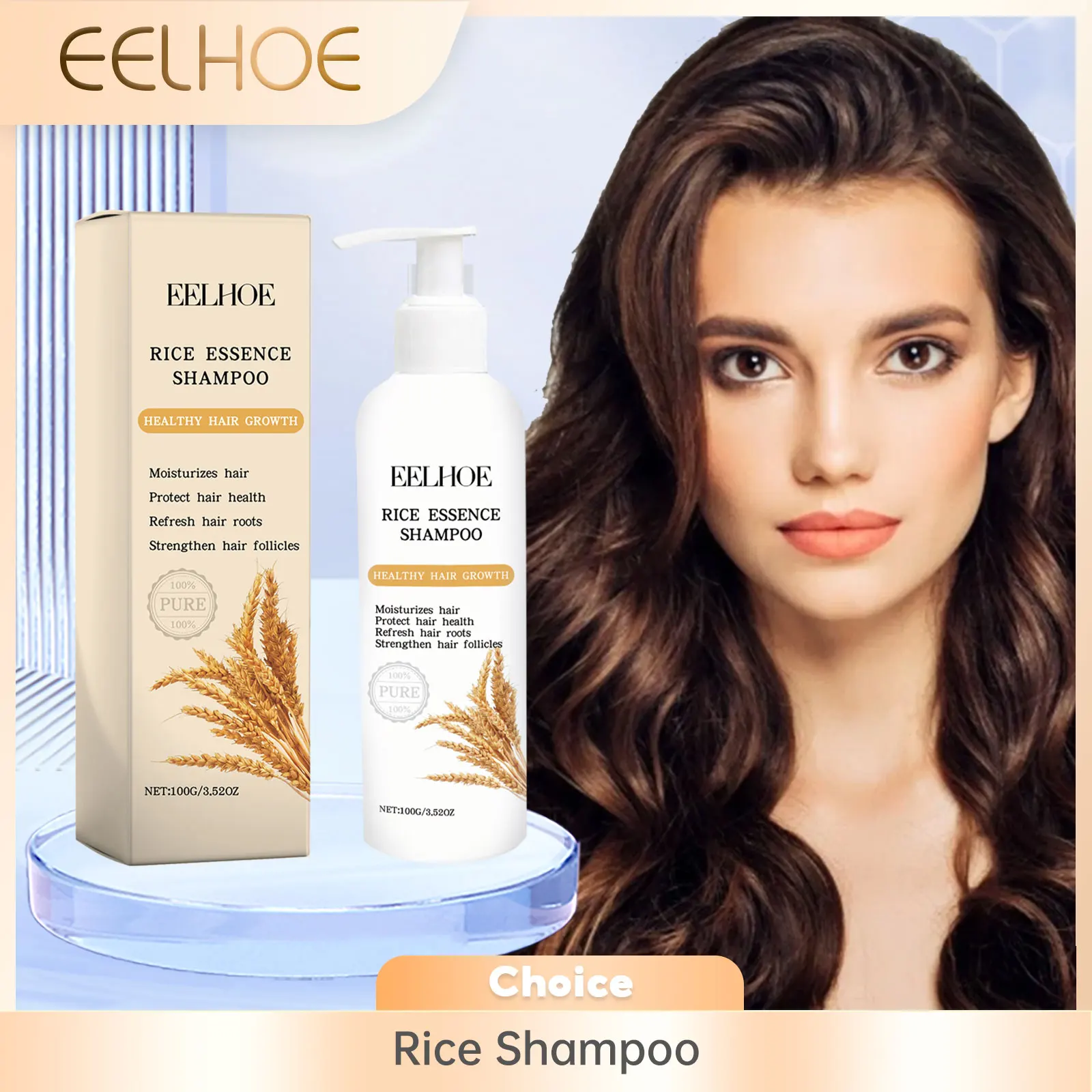 Reisshampoo und Spülung für das Haarwachstum, feuchtigkeitsspendende Kopfhaut, Tiefenreinigung, um das Haaröl von Rosmarin-Shampoo zu stärken, 100 g Image