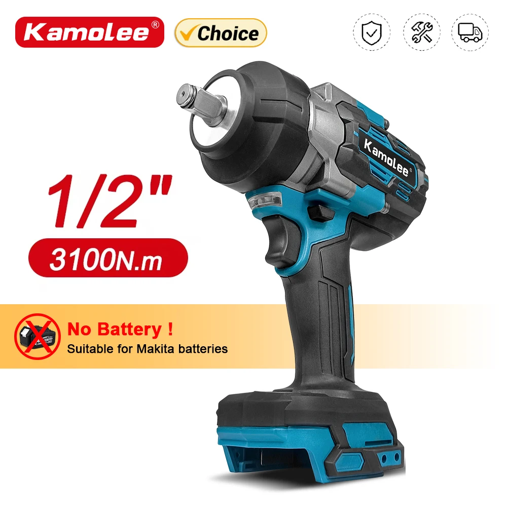 Kamolee 3100NM Bürstenloser Elektroschrauber 1/2 Zoll Akku-Schlagschrauber Handheld-Elektrowerkzeug für Makita 18 V Akku Image