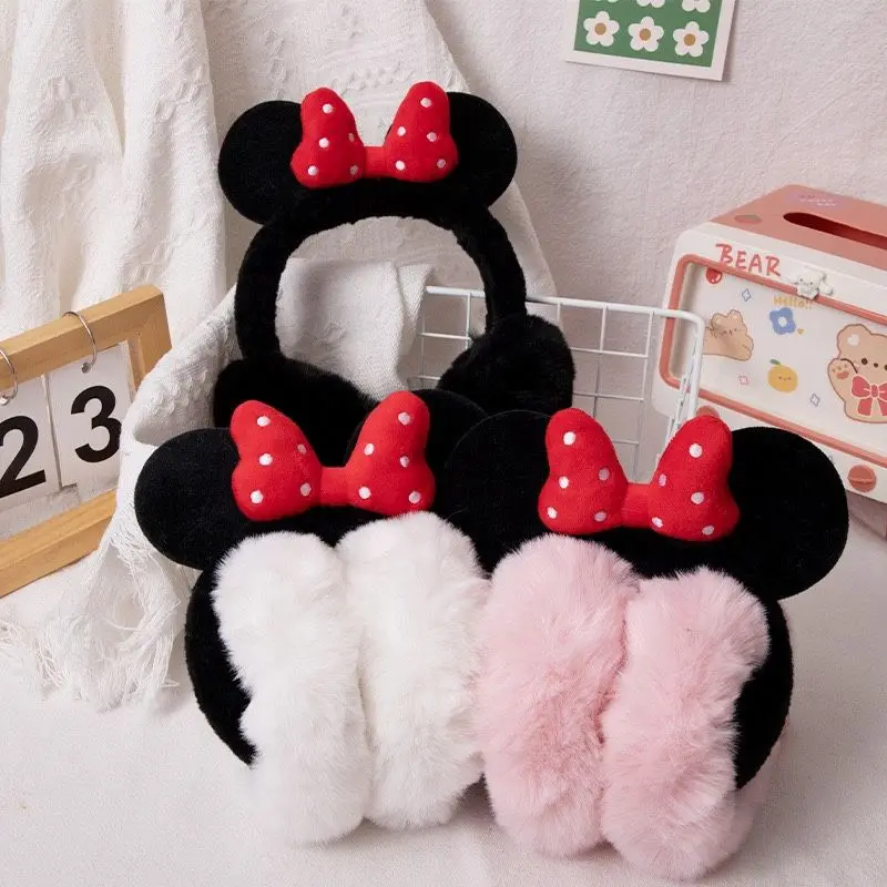 Neue Kinder Winter Kawaii Mickey Minnie warme weiche Plüsch Schleife Ohrenschützer niedlichen Cartoon Mode warm winddicht Ohrwärmer Geschenk Image