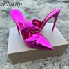 Neu Plus Größe 44 45 46 Sexy 12 cm/10 cm High Heels Sommer Hausschuhe Rose Frauen Spitz Rutschen stiletto Cross Dresser SM Schuhe