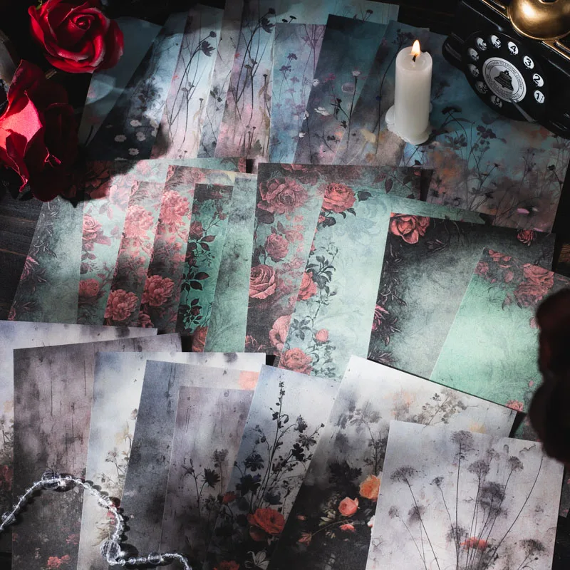 30 Stück/Packung Vintage Blumen Muster Dekoratives Papier DIY Tagebuch Album Scrapbooking Hintergrundpapier Planer Geschenkpapier Image