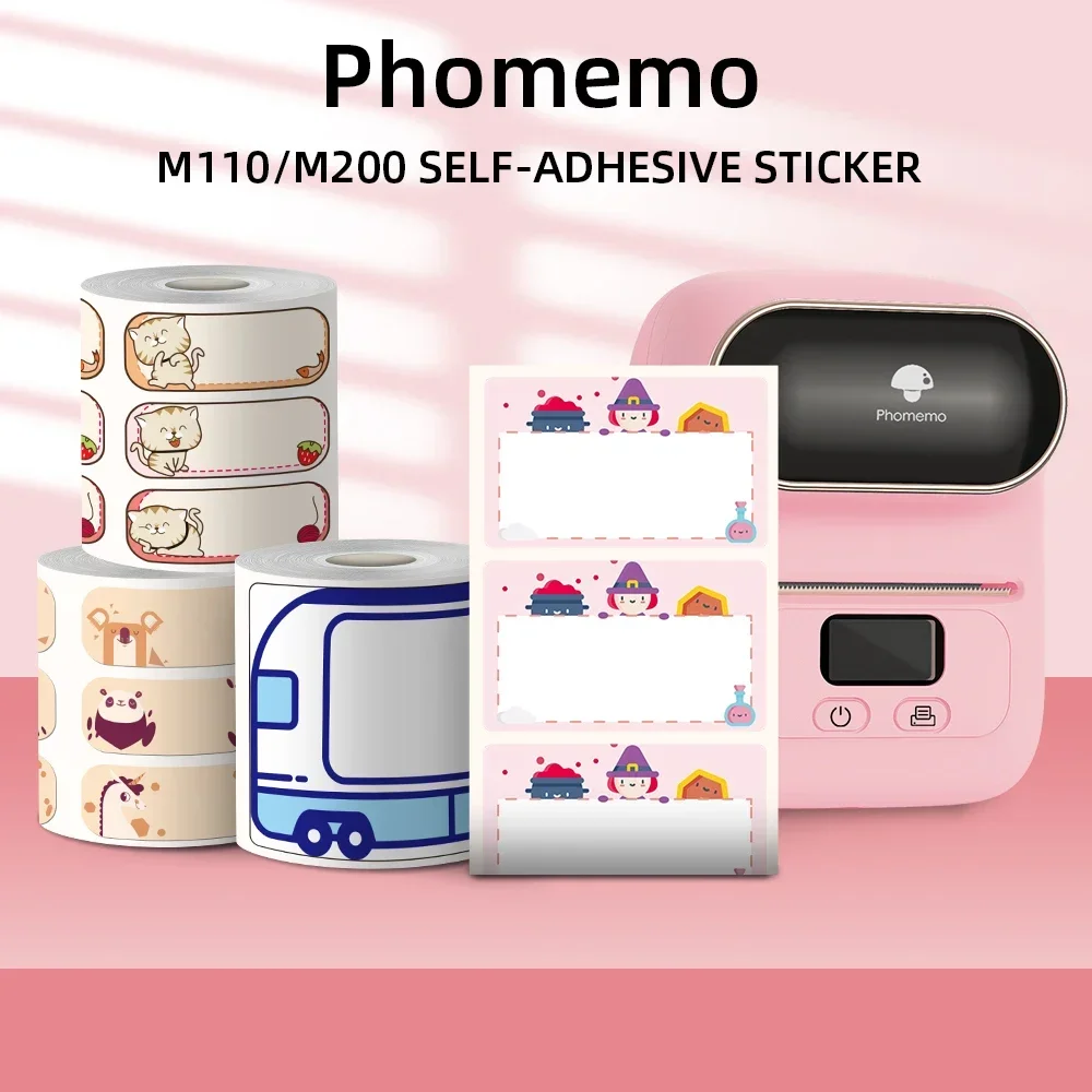 Phomemo Label für M110/M220/M221, weiß/farbig/rund/transparent, Mini-Thermodrucker-Aufkleber, selbstklebender, wasserfester Aufkleber Image