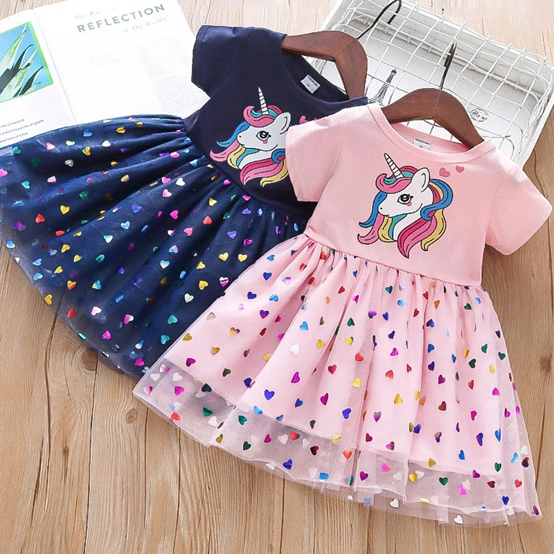 Sommer Neues Baby-Mädchen-Kleid Niedliches Regenbogen-Pferd Ärmelloses Kinderkleid Image