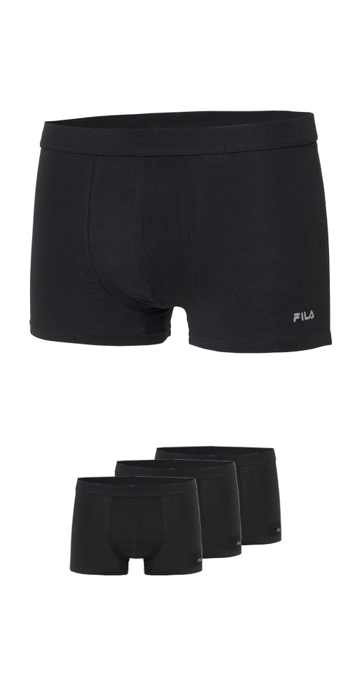 Boxershorts FILA "MAN BOXER SHORTS", Herren, Gr. S, schwarz, Obermaterial: 95% Baumwolle, 5% Elasthan, unifarben, körpernah, Unterhosen, mit verstärktem Mittelteil Image