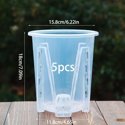 TEMU Clear Plastic Orchid Pots Set: 3 Pots With Drainage Holes, Suitable For Indoor And Outdoor Use Image