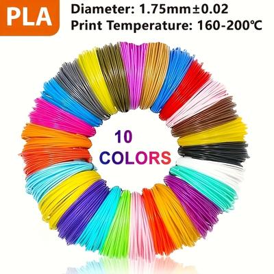 TEMU 1pc 3d Printing Pen Refill Pack - 10 Vibrant Colors, 10-inch Length, 1.75mm Diameter, Total 98ft, Material, Ideal For , Compatible With Models, Students And Professionals Image