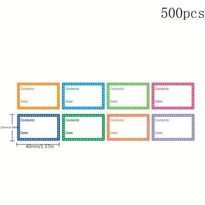 TEMU 500pcs Removable Freezer Labels, Food Date Labels, Freezer Labels, Jar Blank Labels, Waterproof And Oil Resistant Jar Labels, Easy To Freezer Paper Labels Image