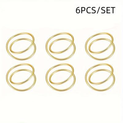 TEMU 6pcs/set Hot-style Hotel Western Restaurant Golden Opening Silver Plating Corrugated Napkin Button Cloth Ring Image