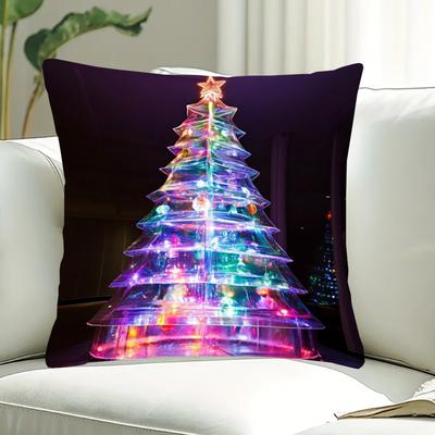 TEMU Christmas Tree Led Lights , 18x18 , Double-sided , , Zippered, , Pillowcase For (1-, Not Included) Image