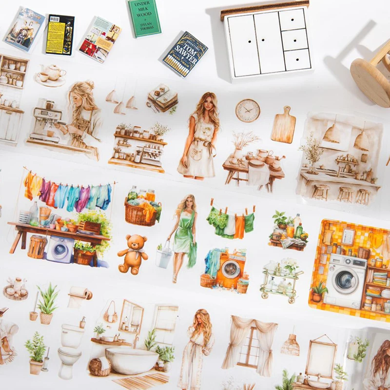 2 stil 3 Rollen/beutel Hause Leben Szene Szenographie Band DIY Handbuch Sammelalbum Album Foto Rahmen Kreative Material Dekoration Image