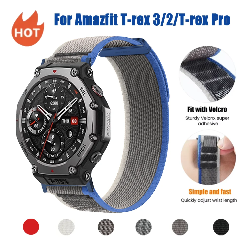 Nylon-Schlaufenarmband für Huami Amazfit T Rex 3, atmungsaktives geflochtenes Armband für Amazfit T-Rex 2/T-Rex Pro Sportarmband-Zubehör Image