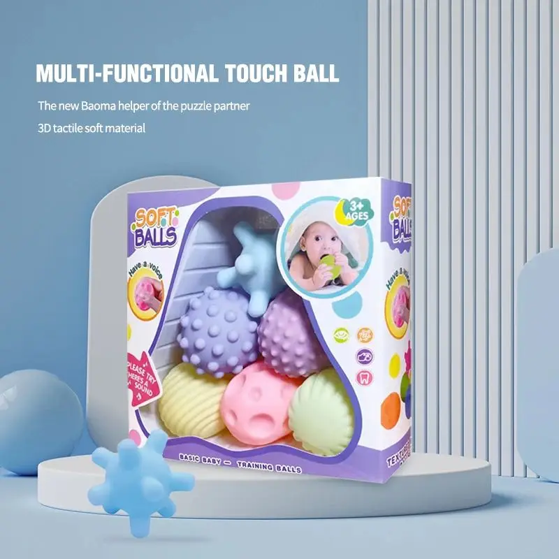 Baby Spielzeug Sensorische Bälle Für Kinder Strukturierte Hand Touch Ball Weiche Massage Ball Infant Rassel Sinne Spielzeug Weihnachten Geschenke Image