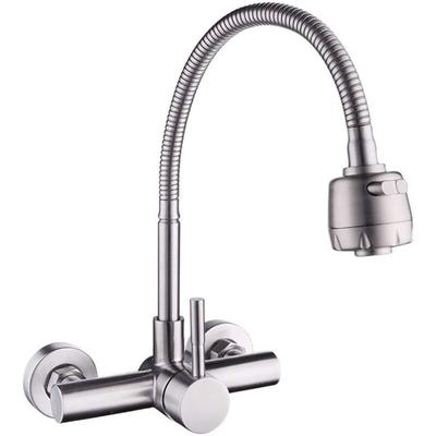 Küchenarmatur, Wandmontage-Mischbatterie, 304 Edelstahl, 360° drehbarer Waschbecken-Wasserhahn mit Image