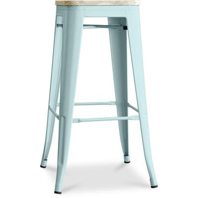Barhocker - Industriedesign - Holz & Stahl - 76cm - Neuauflage - Stylix Blasses Grün Image
