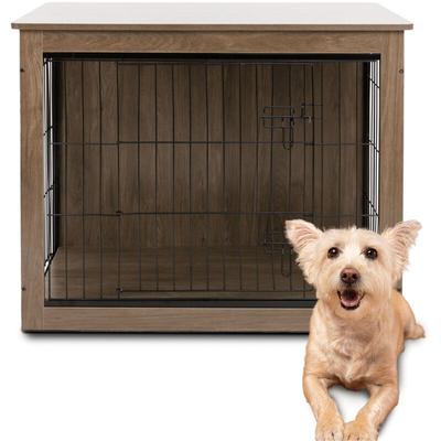 Hundebox aus Holz 98x65x68 cm - Hundebox - Hundebox für zu Hause - Hundehütte - Braun - Maxxpet Image
