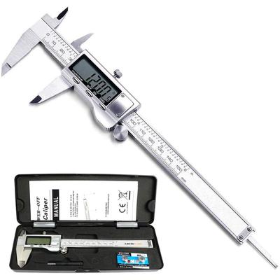 Fitags - Digitaler Messschieber, 0–150 mm, metrischer Tiefenmesser aus Edelstahl mit extra großem Image