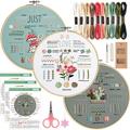 3 set di kit di ricamo per principianti adulti, facili da imparare 33 diversi punti kit fai da te, kit di ricamo a punto croce per lavori artigianali per adulti include motivo floreale stampato,