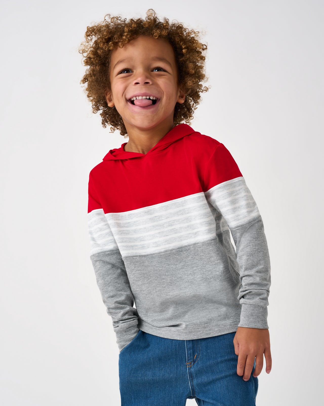 Candy Red Colorblock Hooded Tee - 6-12 months