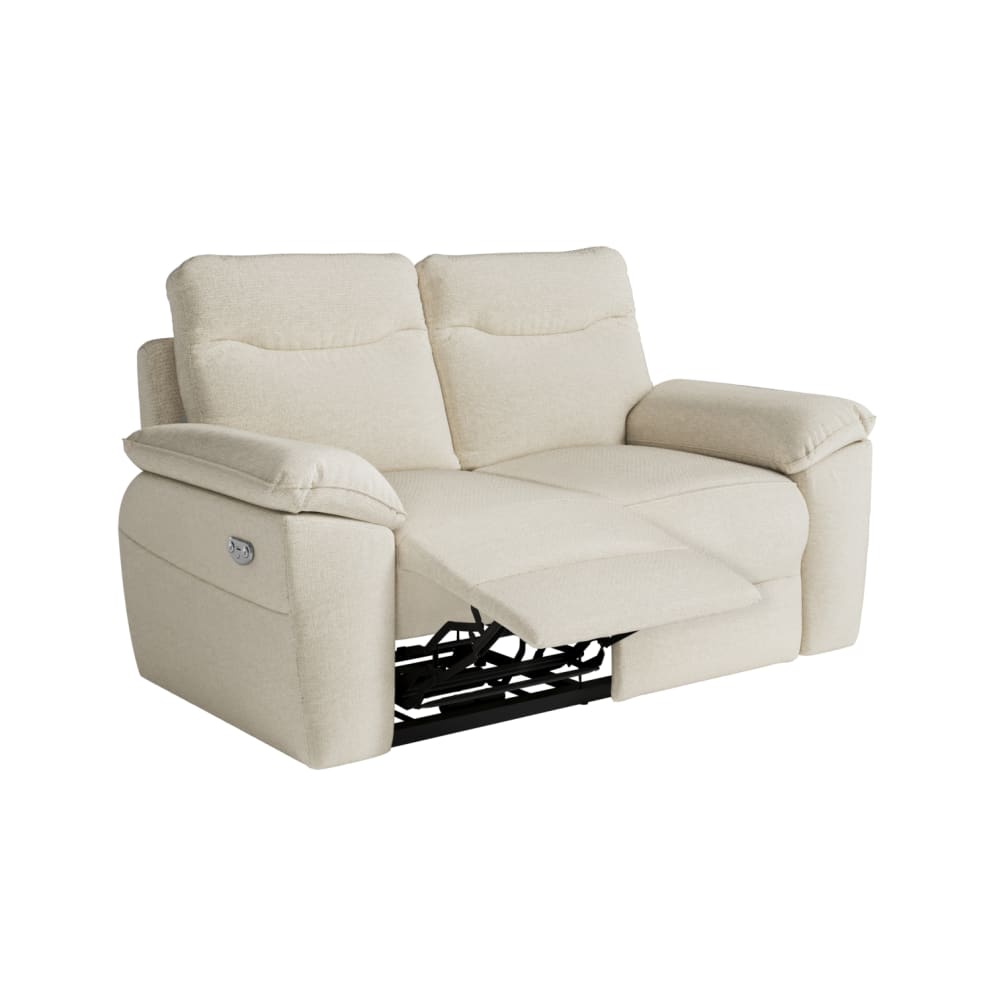 Canapé de relaxation électrique 2 places en tissu - Beige