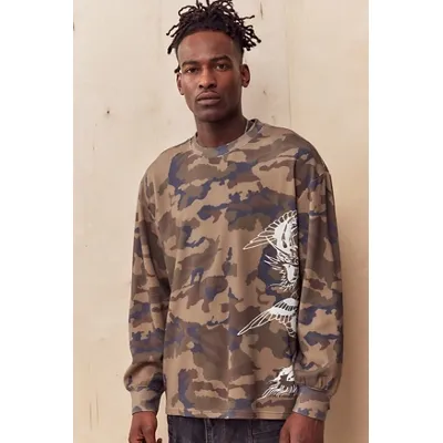 Ed Hardy UO Exclusive Camo Waffle T-Shirt - Brown S at Urban Outfitters