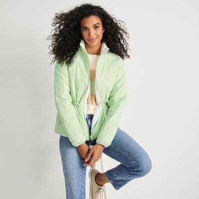 Wanderweight Down Ultralight Packable Reversible Jacket, Women, size: 16-18, regular, Green, Nylon, by Lands' End