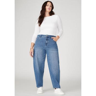 Plus Size Women's The Barrel Leg Jean by ELOQUII in True Dark Rinse Denim (Size 22)