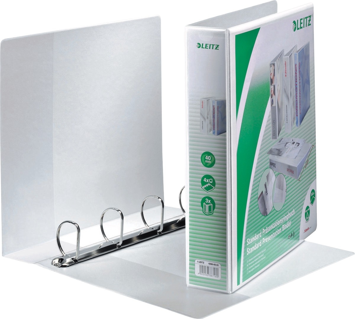 LEITZ Ringbuch A4 4 Ringe 40mm weiß Image