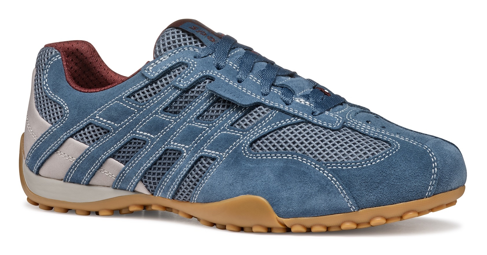 Schnürschuh GEOX "U SNAKE ORIGINAL", Herren, Gr. 40, blau (hellblau), Leder, Textil, Schuhe Schnürschuh, Schnürschuh, Freizeitschuh, Trekking Sneaker mit Lederinnensohle