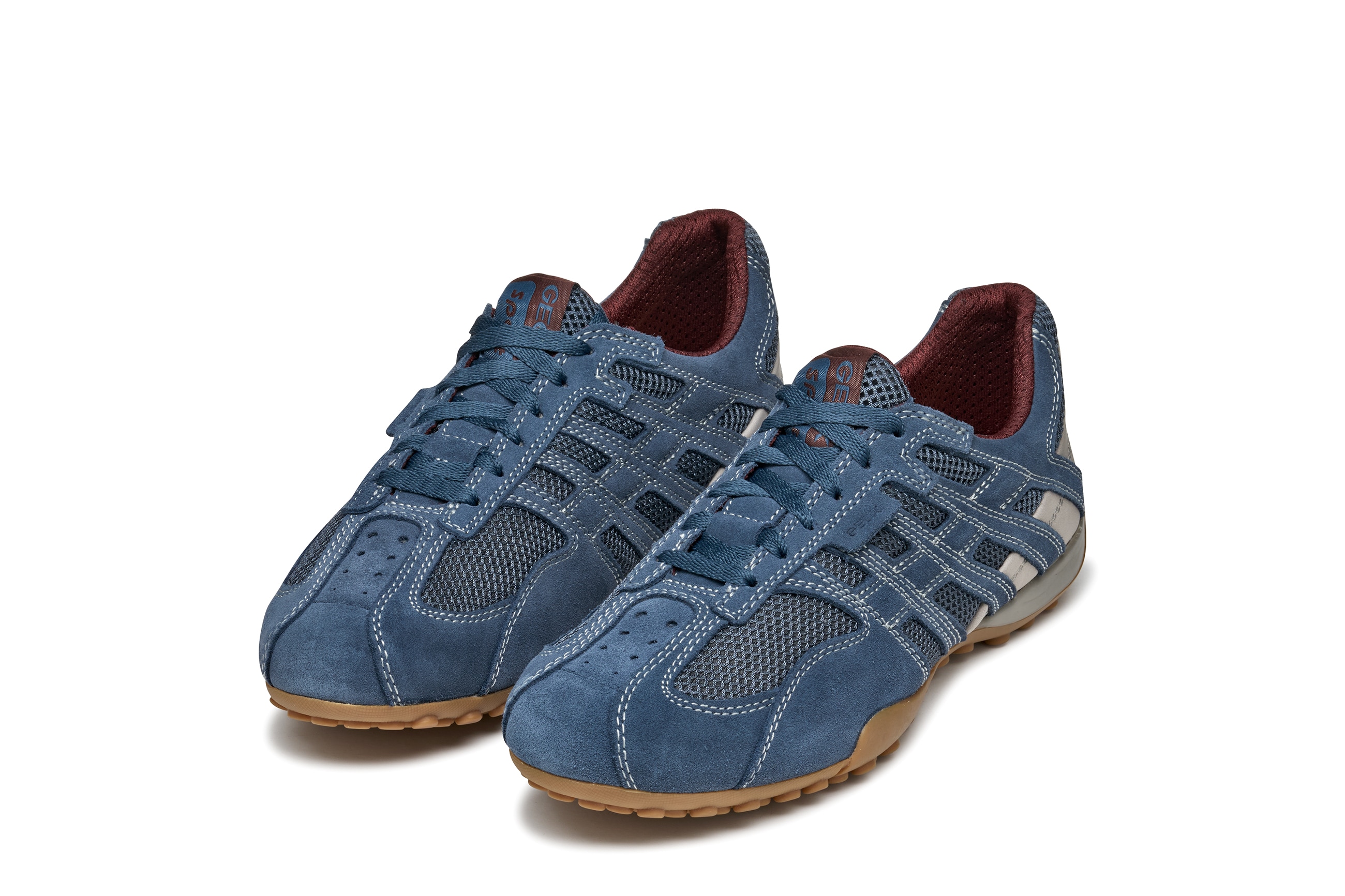 Schnürschuh GEOX "U SNAKE ORIGINAL", Herren, Gr. 45, blau (hellblau), Leder, Textil, Schuhe Schnürschuh, Schnürschuh, Freizeitschuh, Trekking Sneaker mit Lederinnensohle