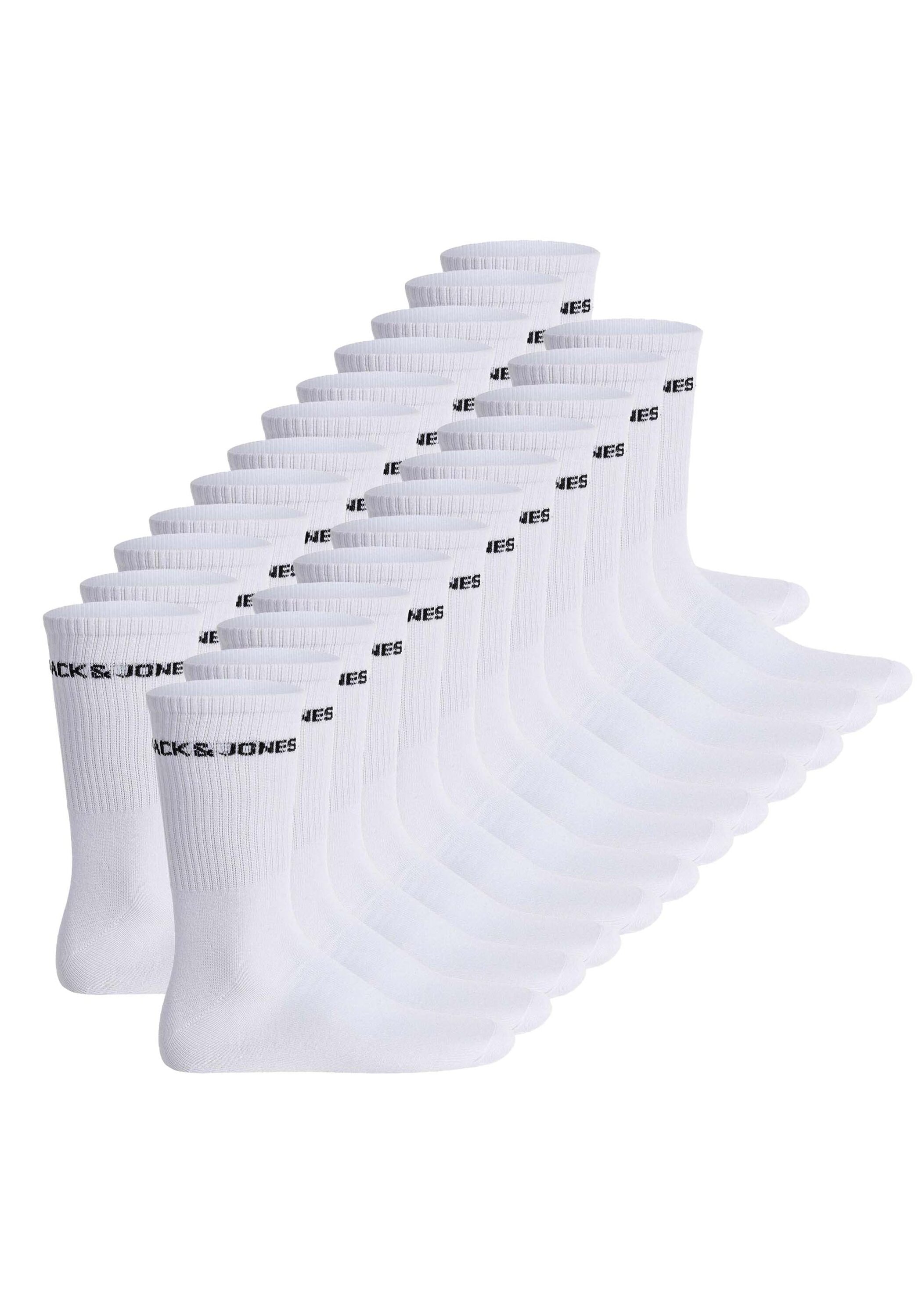 Kurzsocken JACK & JONES "Socken JACLOGO 24 PACK 24er Pack", Herren, Gr. 40-46, weiß, Obermaterial: 72% Baumwolle CO. 26% Polyester PES. 2% Elasthan EL., Socken
